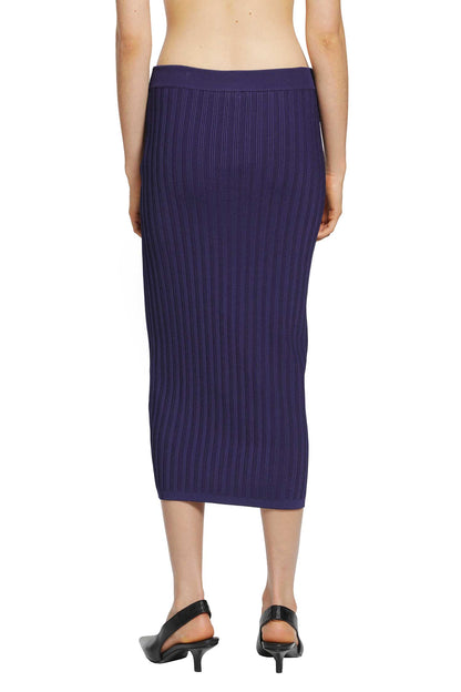 Stretch Viscose Mesh Knit Midi Skirt