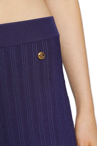 Stretch Viscose Mesh Knit Midi Skirt