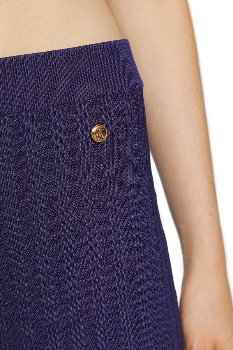 VERSACE Stretch Viscose Mesh Knit Midi Skirt woman