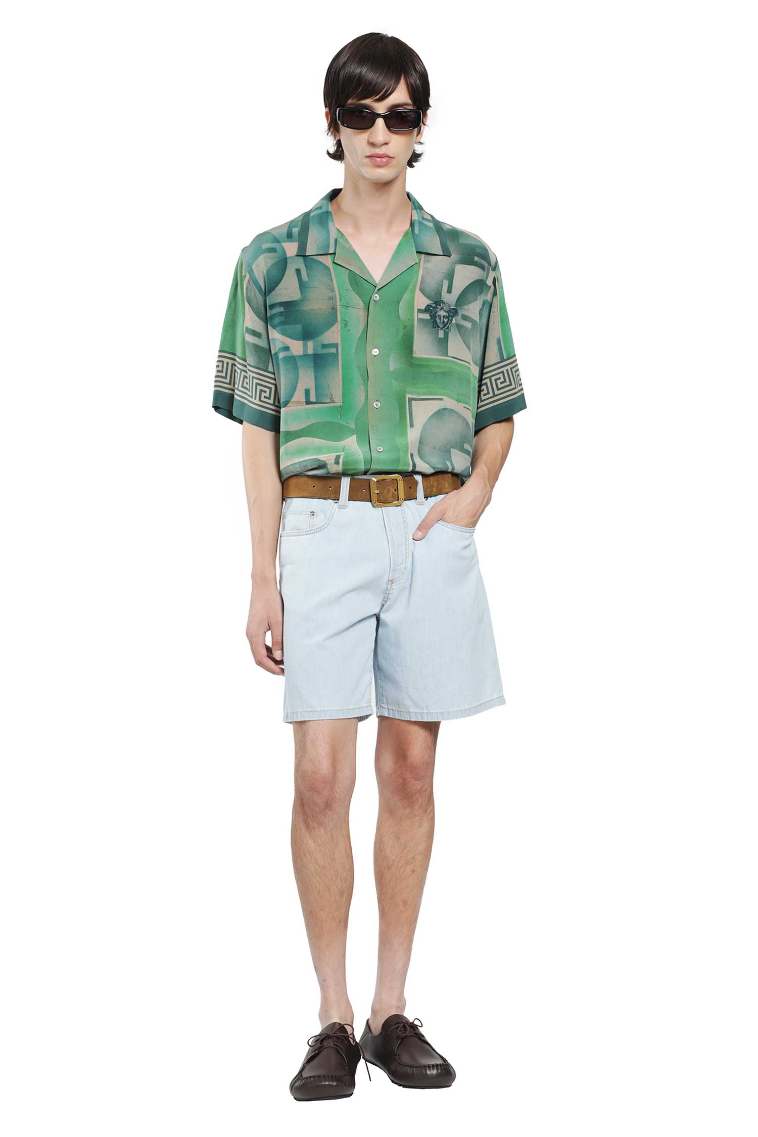 VERSACE Printed Crêpe De Chine Silk Shirt man