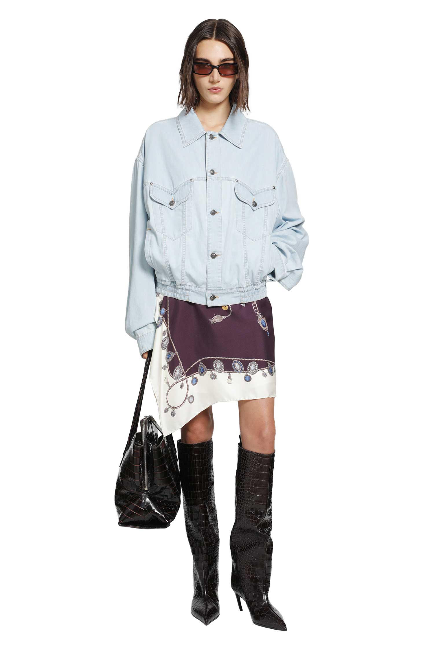 VERSACE Stolen Jewels Silk Twill Mini Skirt woman