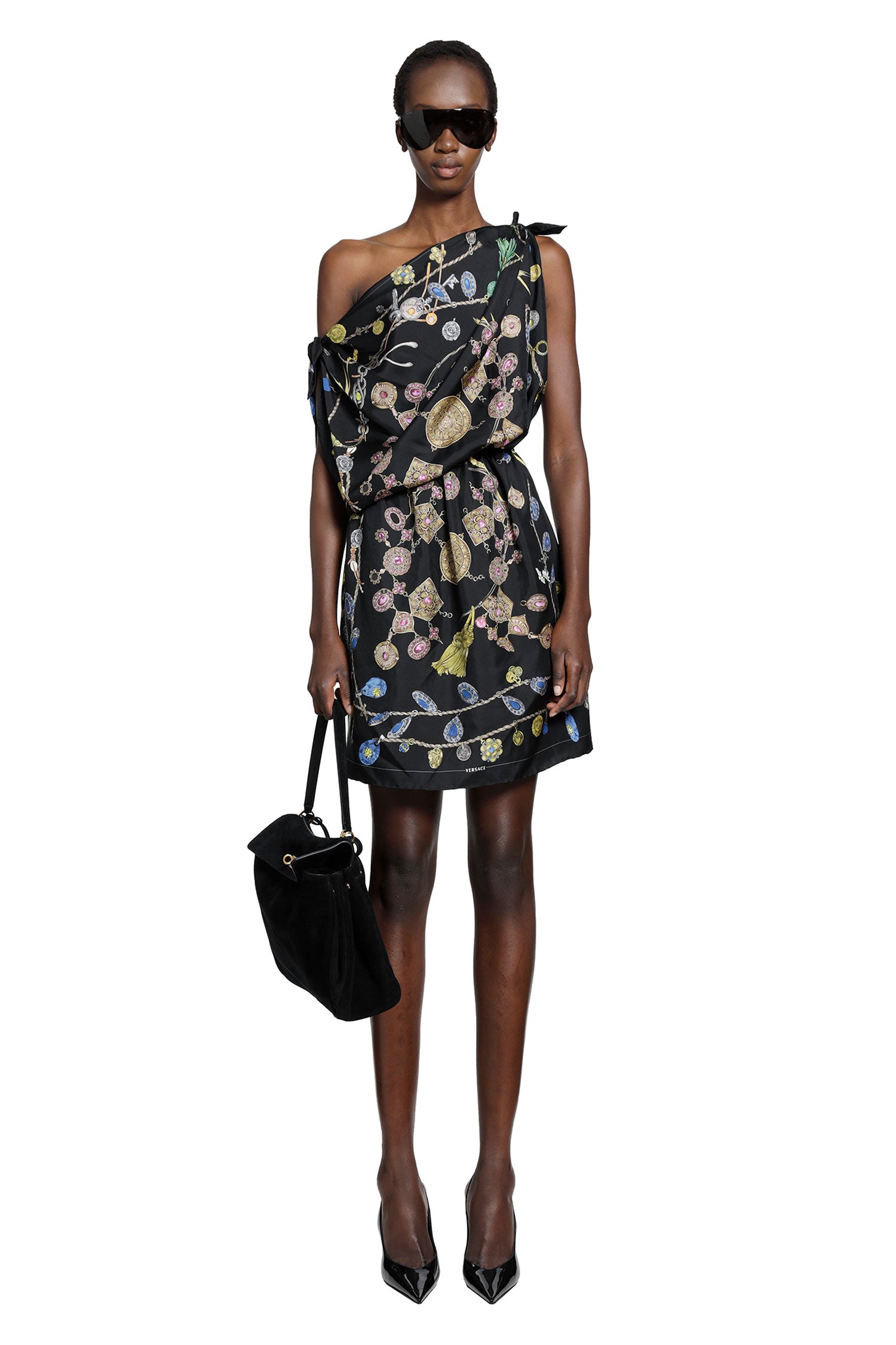 VERSACE Printed Silk Twill Mini Dress woman