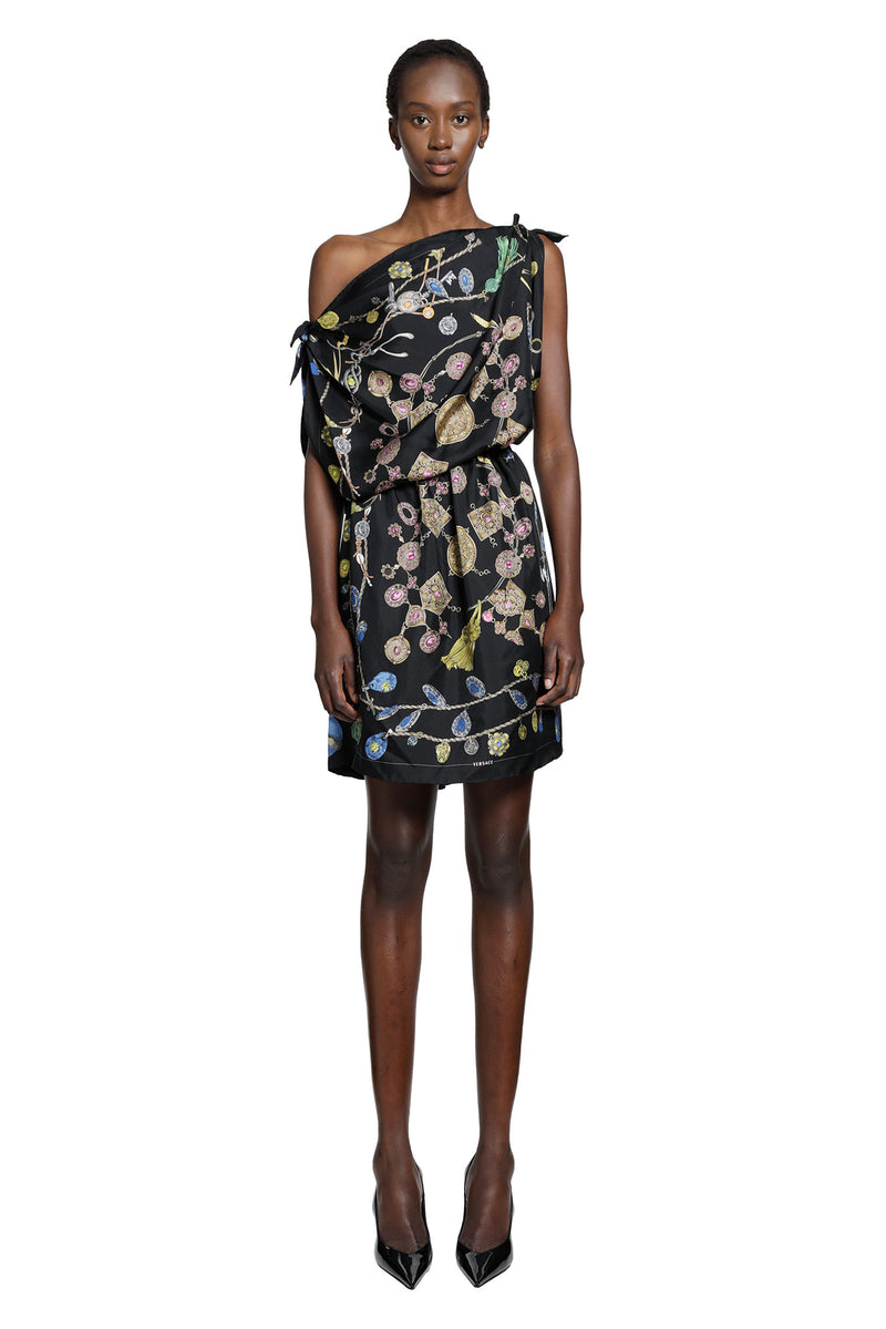 VERSACE Printed Silk Twill Mini Dress woman