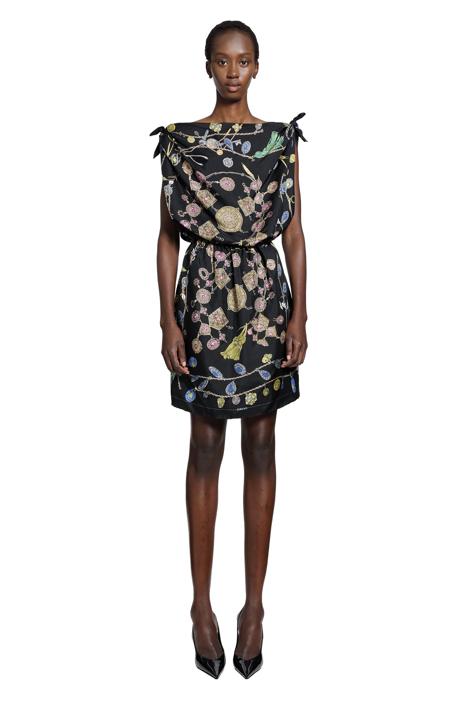 VERSACE Printed Silk Twill Mini Dress woman