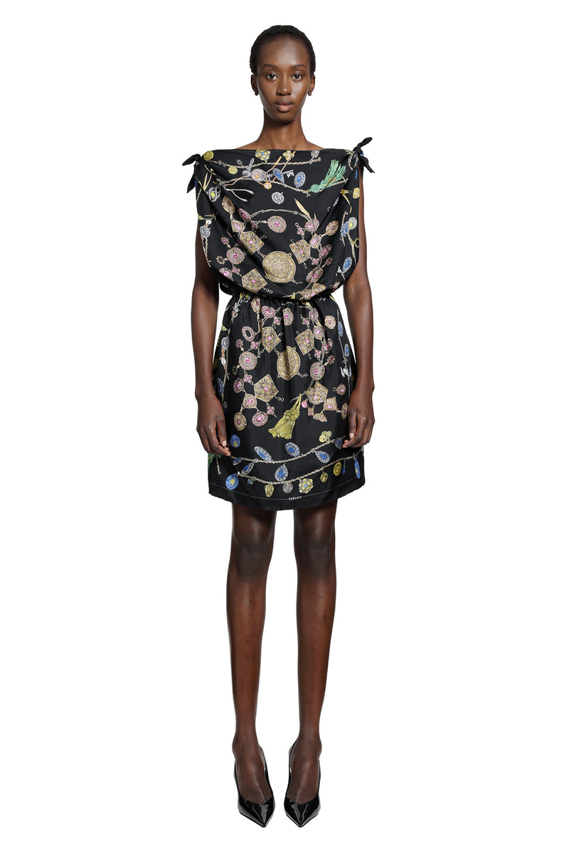 VERSACE Printed Silk Twill Mini Dress woman