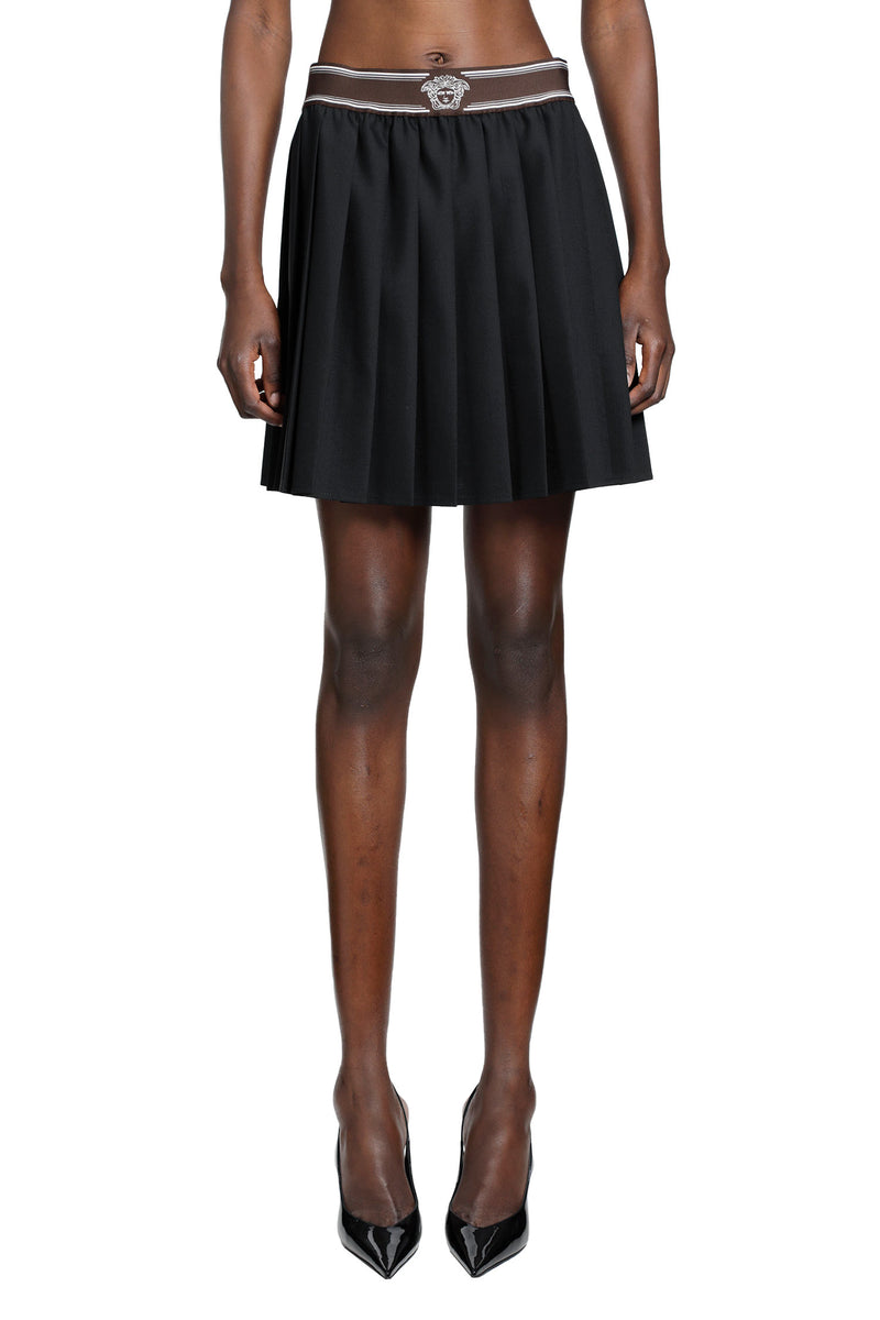 VERSACE Pleated Wool-Mohair Mini Skirt woman