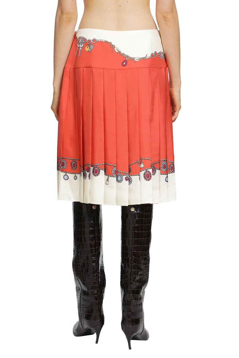 VERSACE Printed Twill Silk Midi Skirt woman