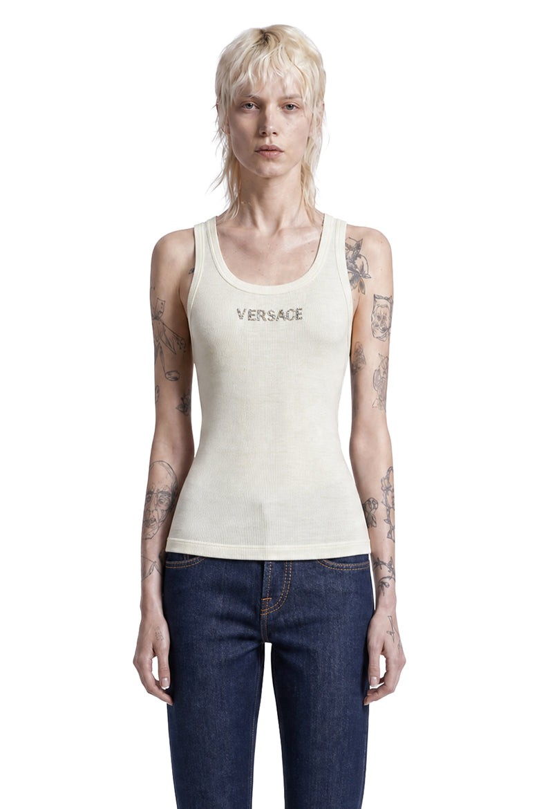 
              VERSACE Embroidered Ribbed Wool Top woman
            