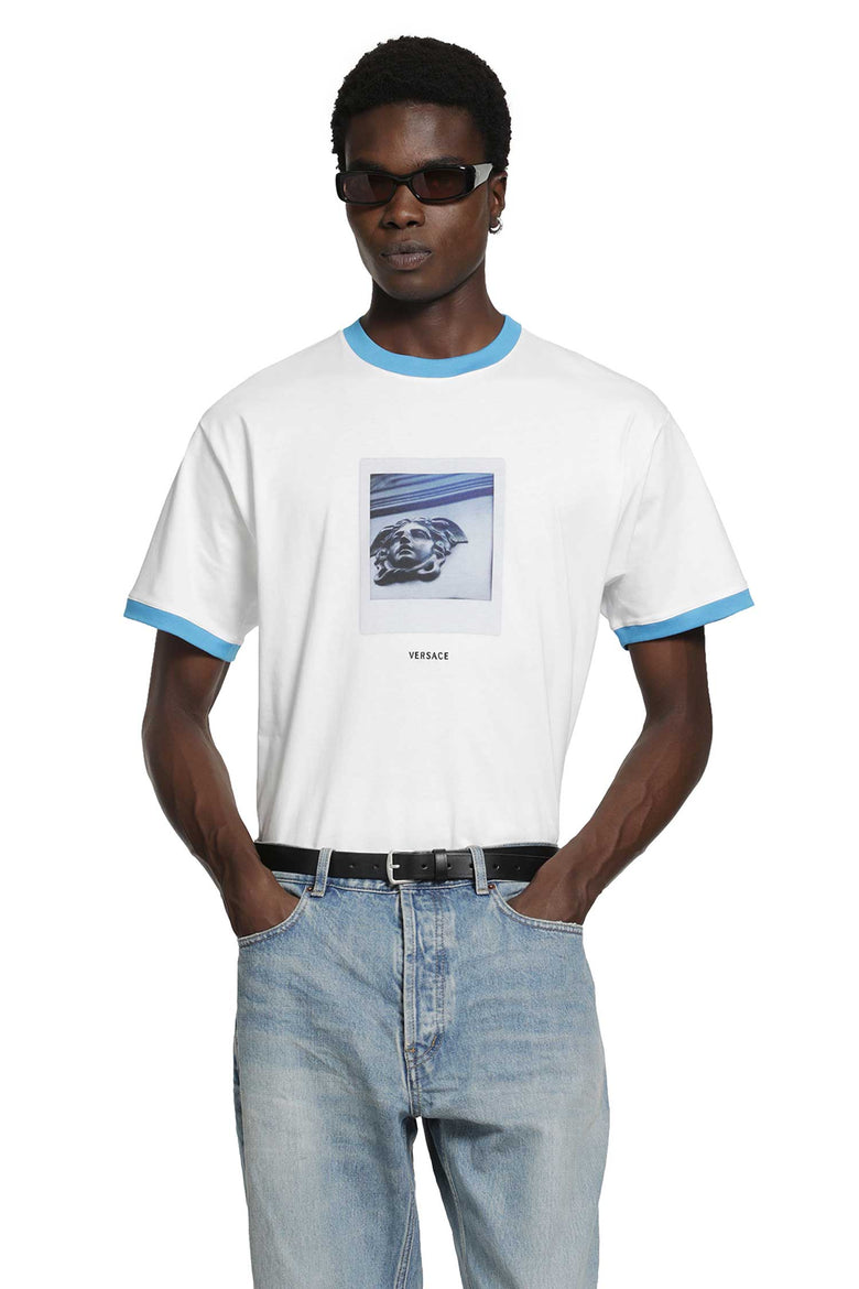 VERSACE Printed Cotton Jersey Regular T-Shirt man