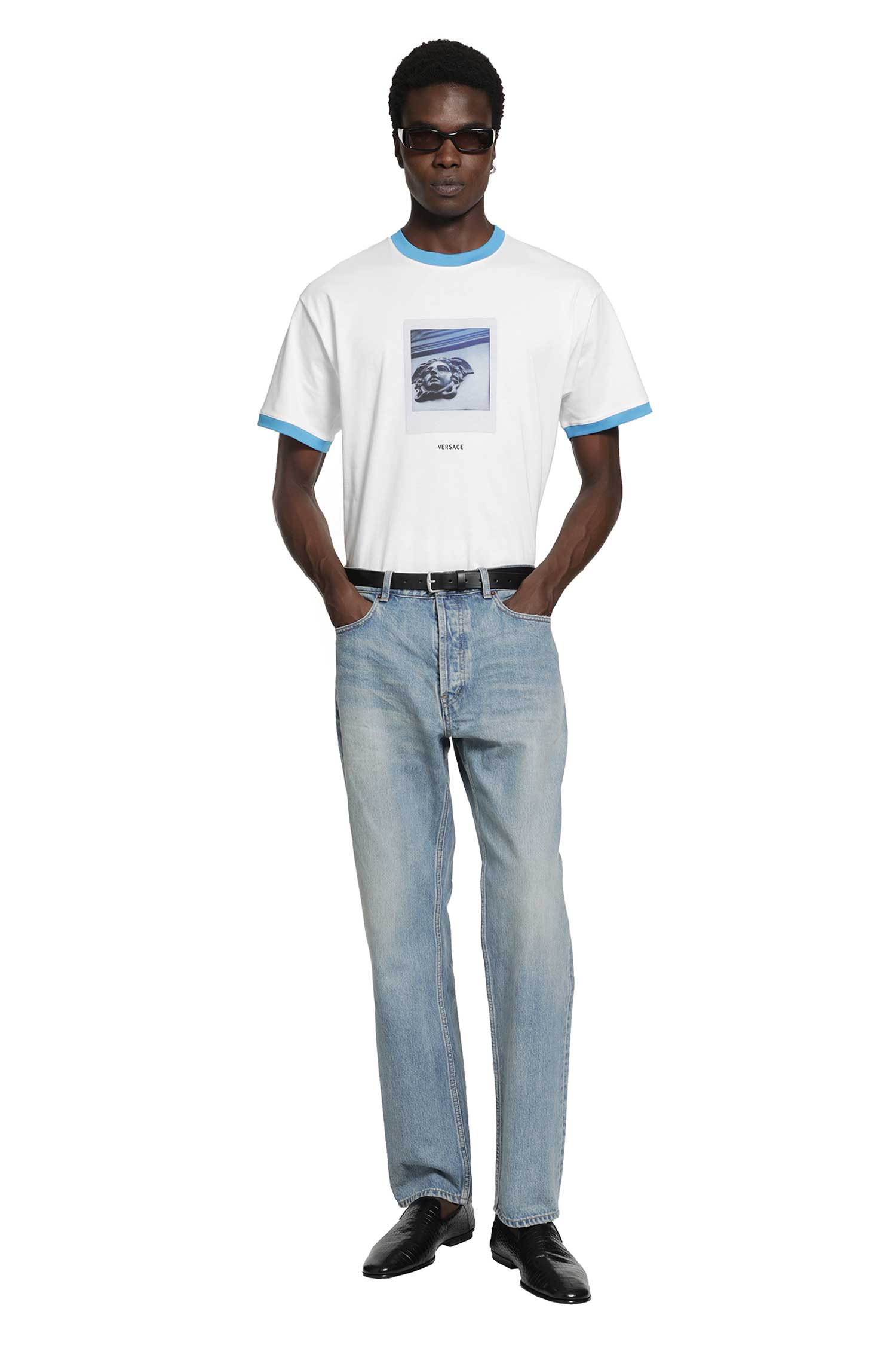 VERSACE Printed Cotton Jersey Regular T-Shirt man