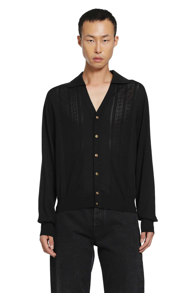 
              VERSACE Silk and Cotton Knit Polo Cardigan man
            