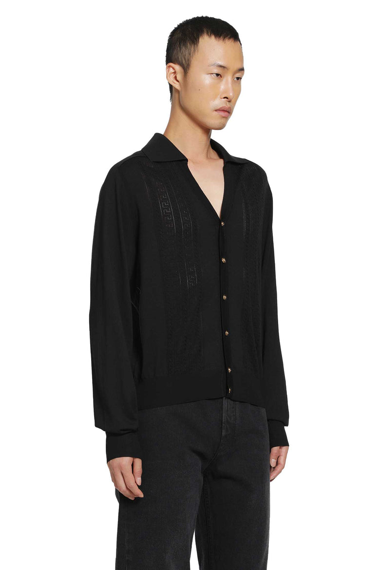 
              VERSACE Silk and Cotton Knit Polo Cardigan man
            