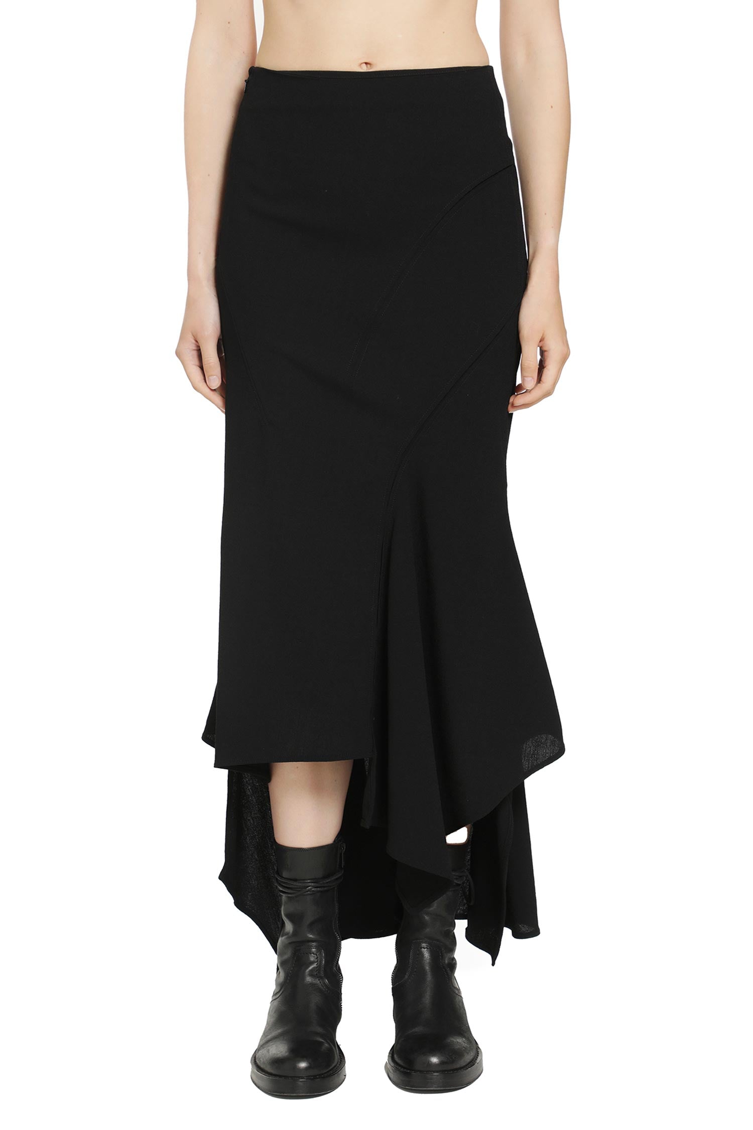 Asymmetric Bias Wool Skirt