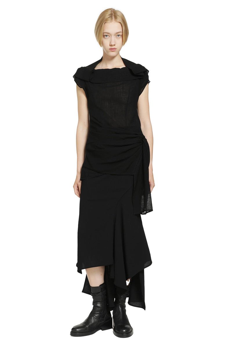 YEHUAFAN Asymmetric Bias Wool Skirt woman