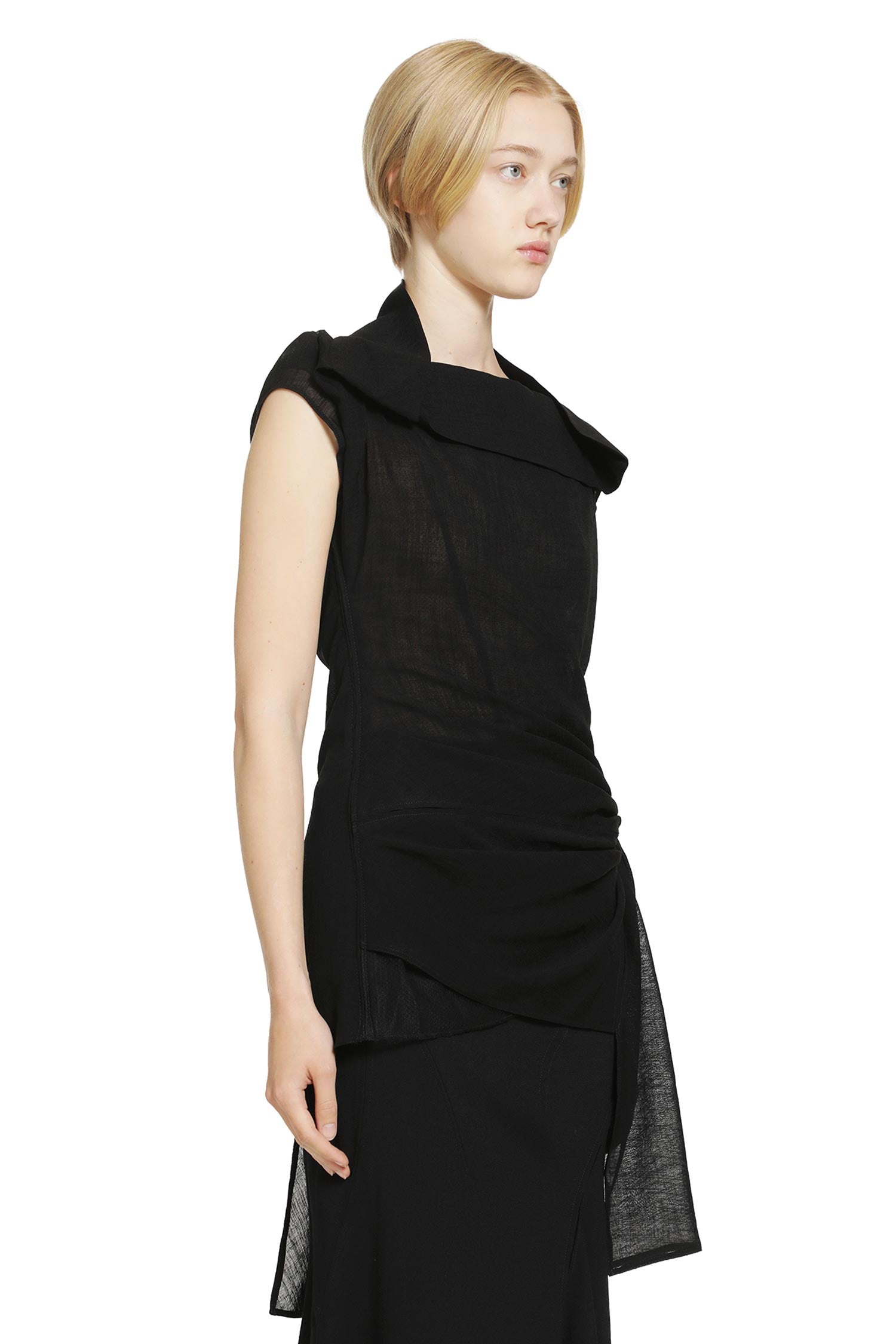 YEHUAFAN Sleeveless Cowl Neck Top woman