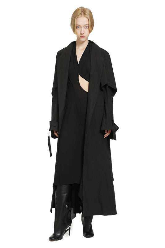 Cut-Out V-Neck Dress in SIlk Chiffon
