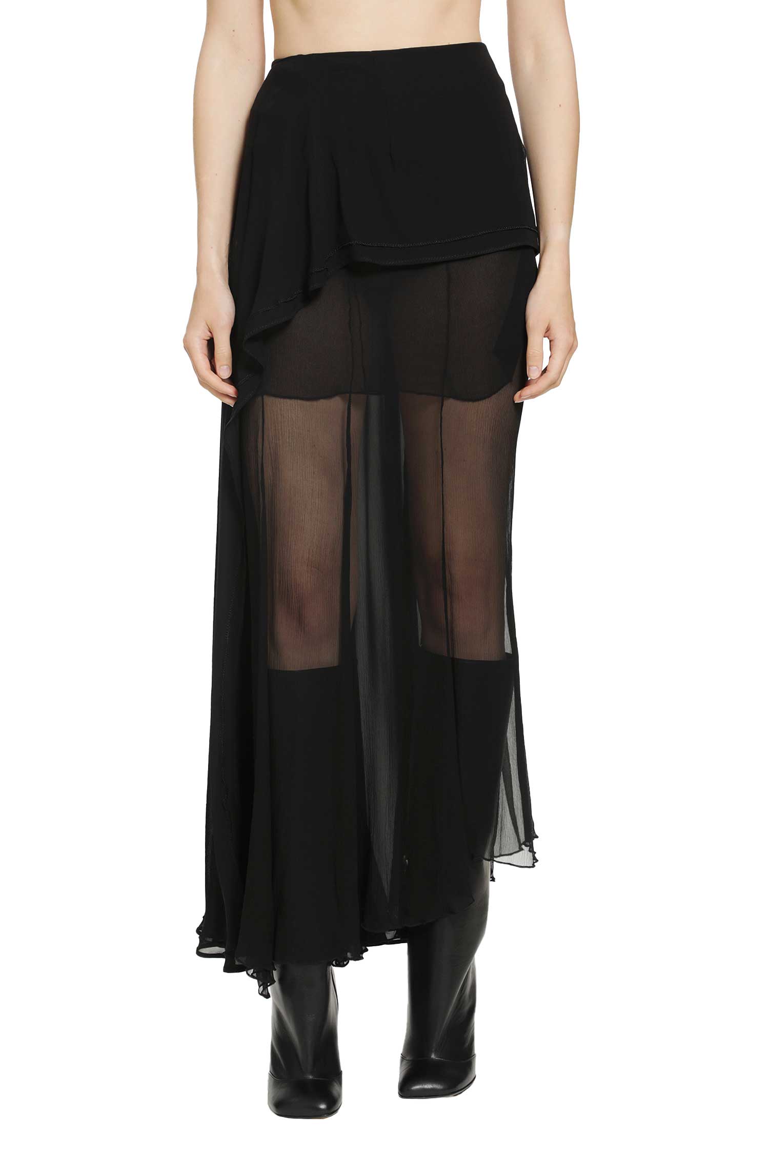 YEHUAFAN Layered Gathered Skirt in Silk woman