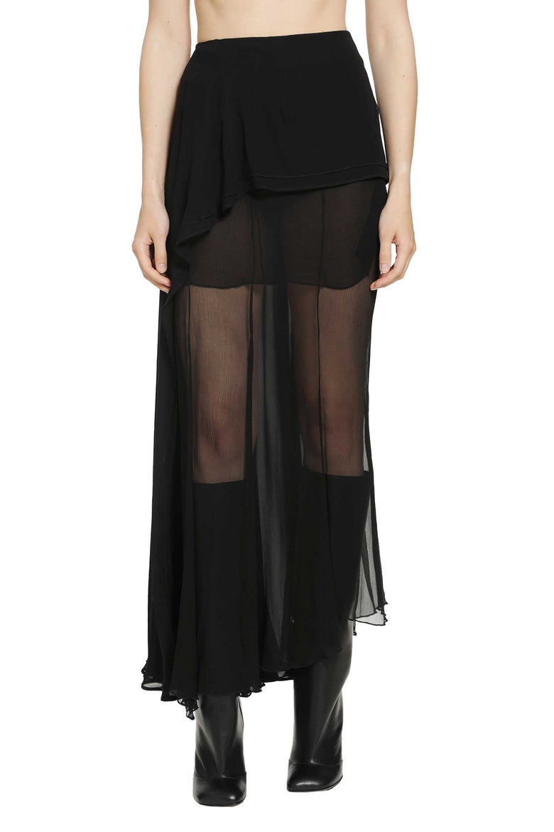 
              YEHUAFAN Layered Gathered Skirt in Silk woman
            