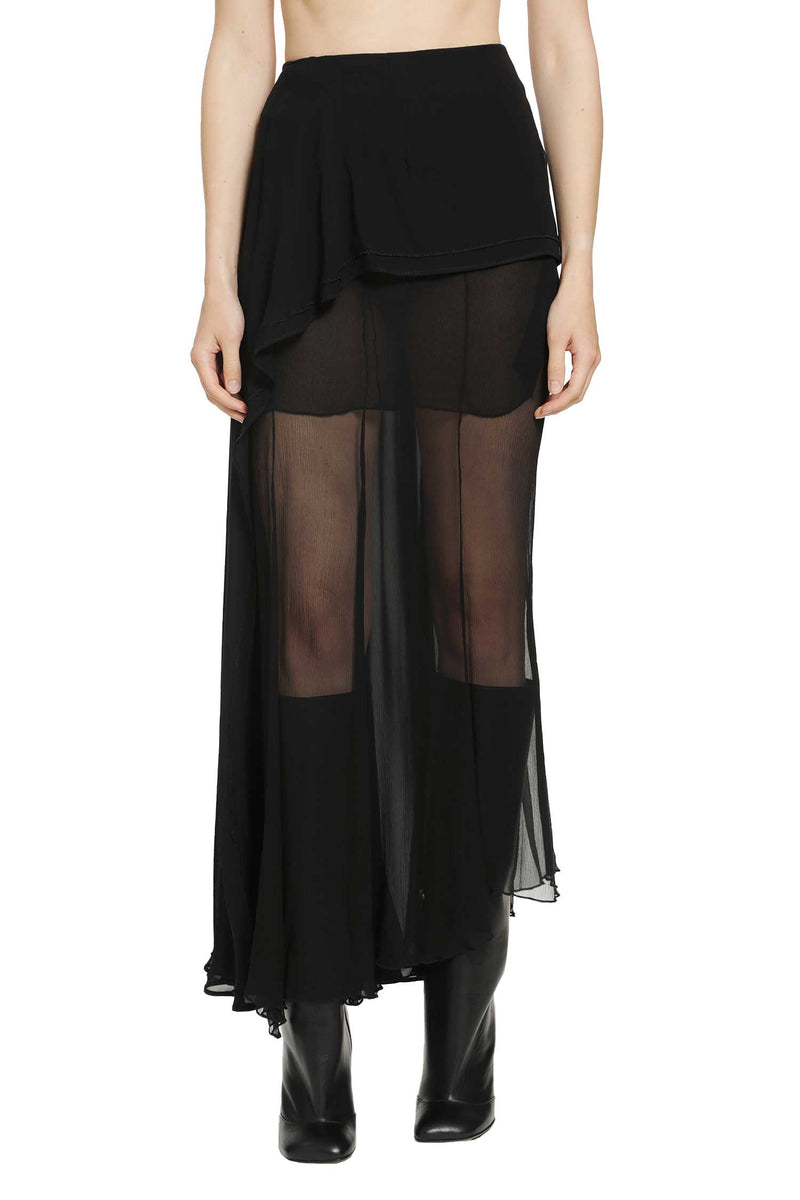 YEHUAFAN Layered Gathered Skirt in Silk woman