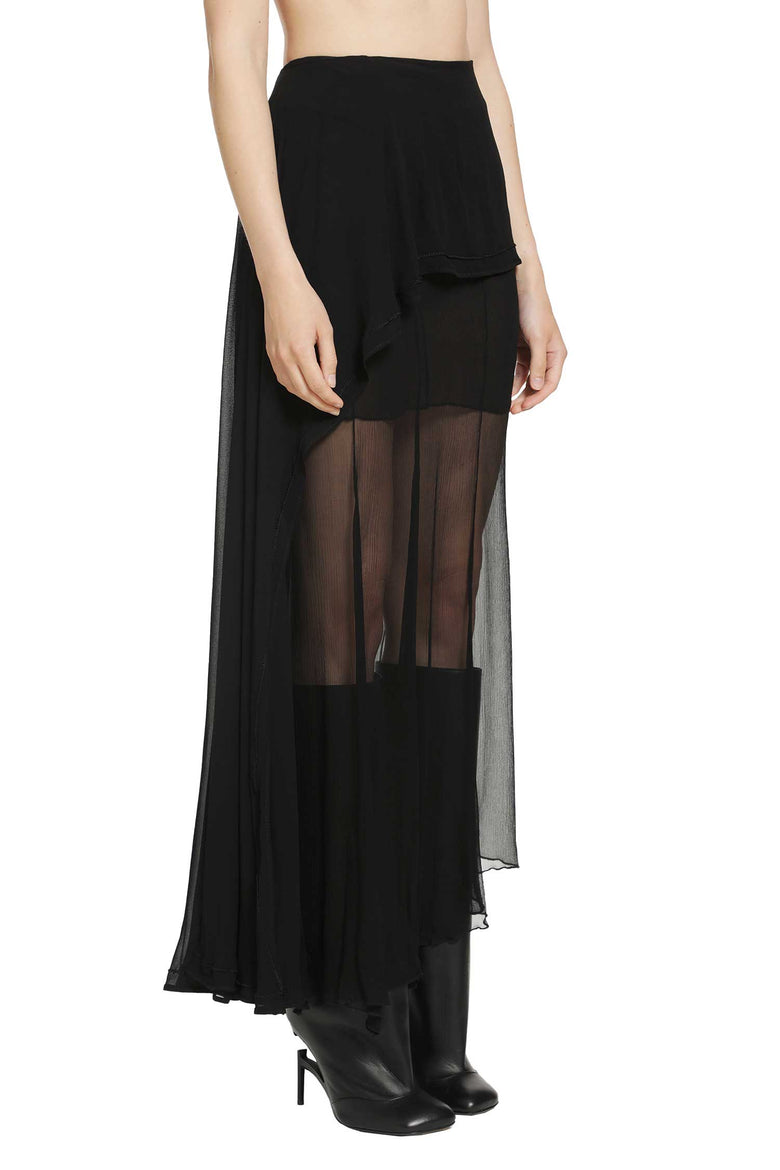 
              YEHUAFAN Layered Gathered Skirt in Silk woman
            
