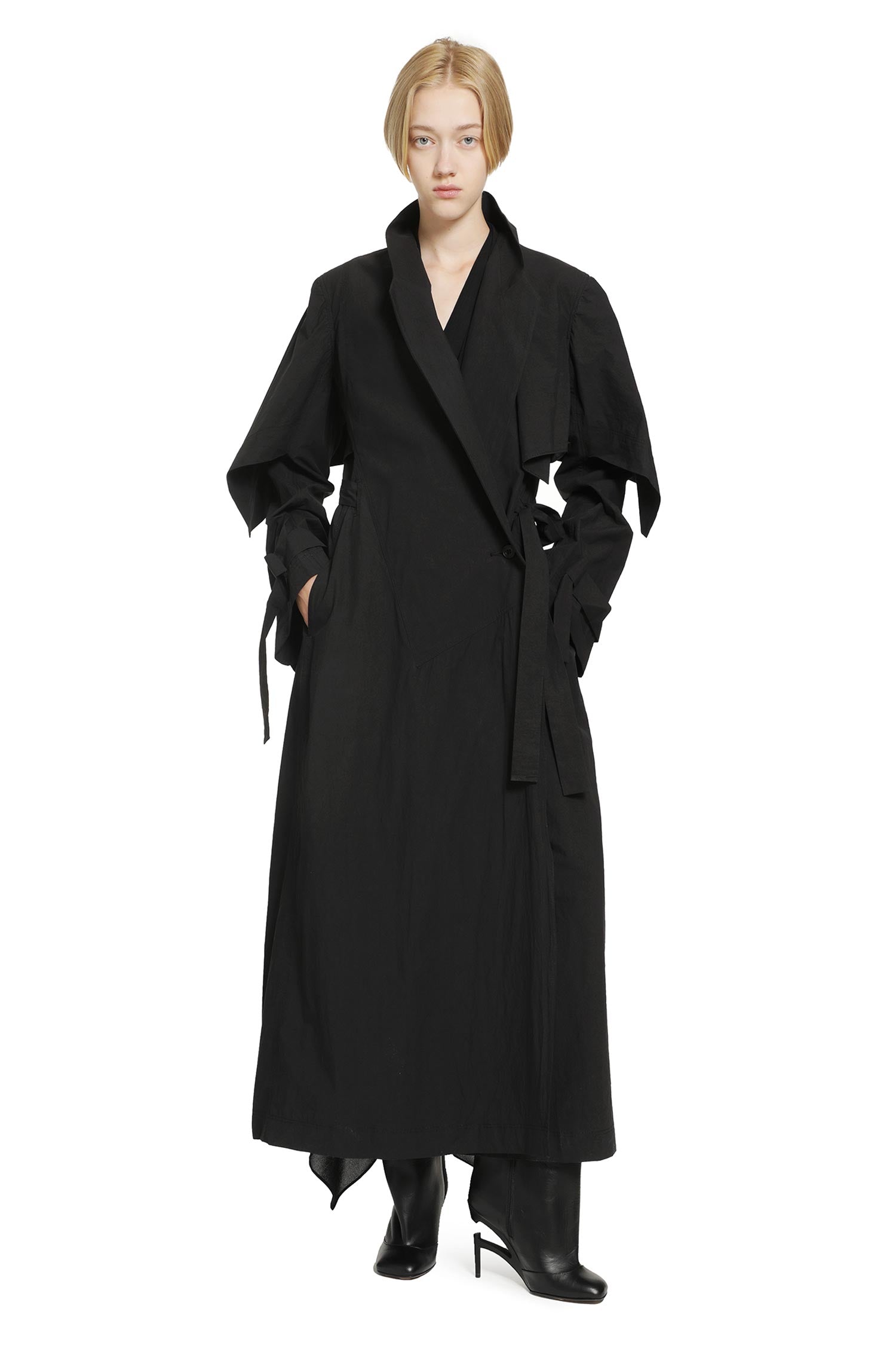 YEHUAFAN Draped Trench Coat woman