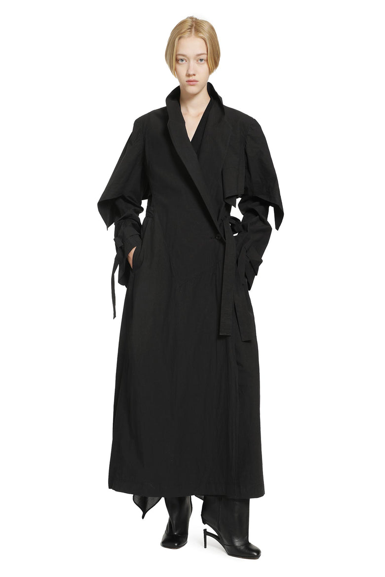 YEHUAFAN Draped Trench Coat woman