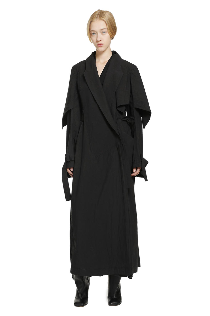 YEHUAFAN Draped Trench Coat woman