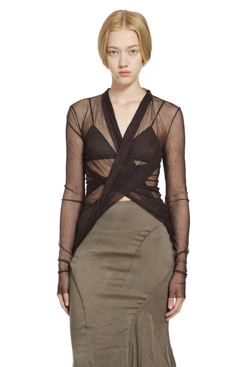 YEHUAFAN Knotted Top In Organza woman