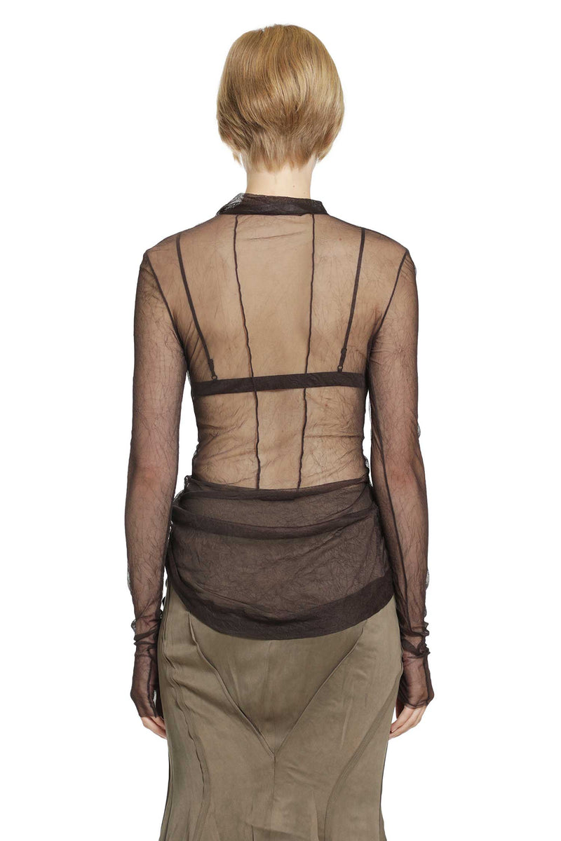 YEHUAFAN Knotted Top In Organza woman