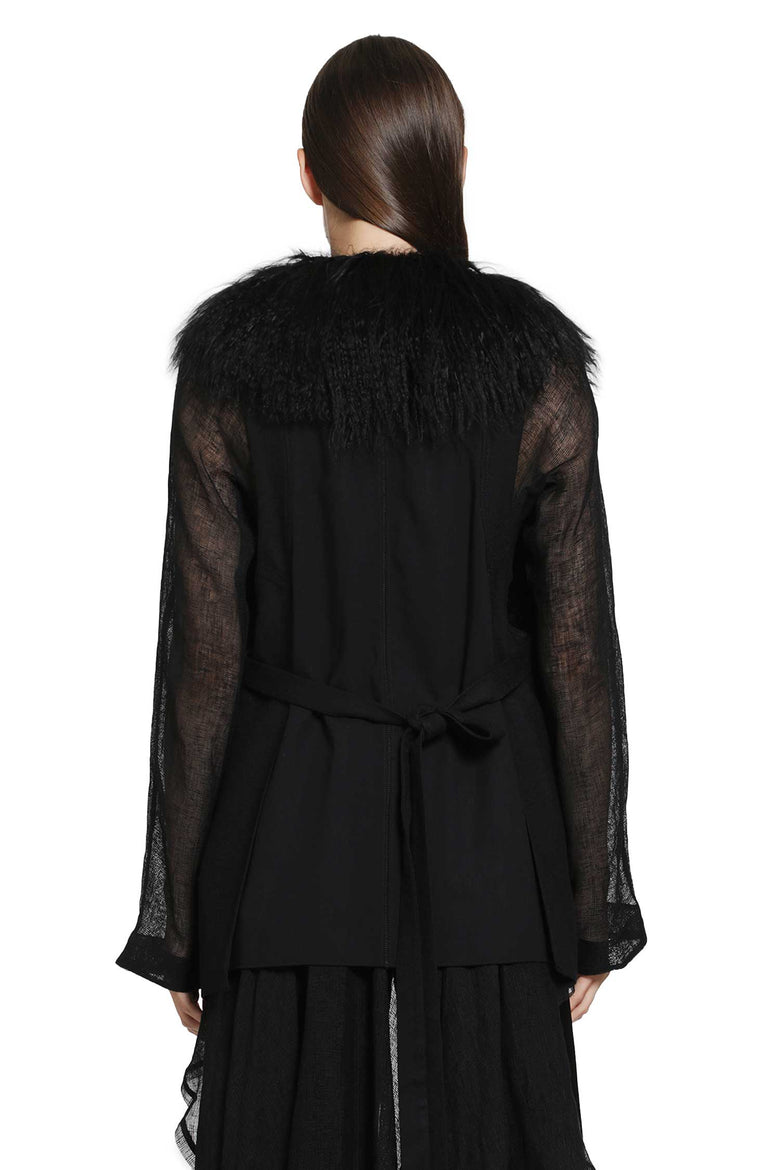 YEHUAFAN Fur Jacket woman