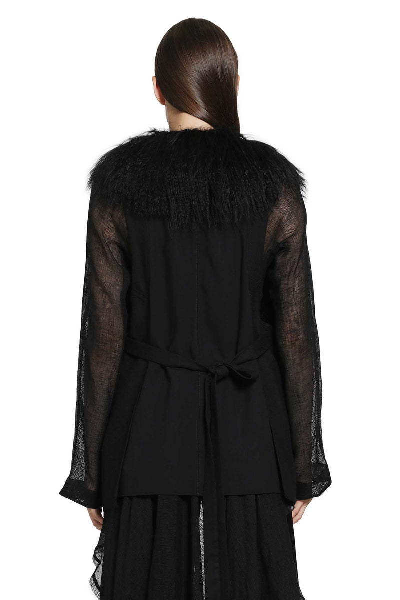 YEHUAFAN Fur Jacket woman