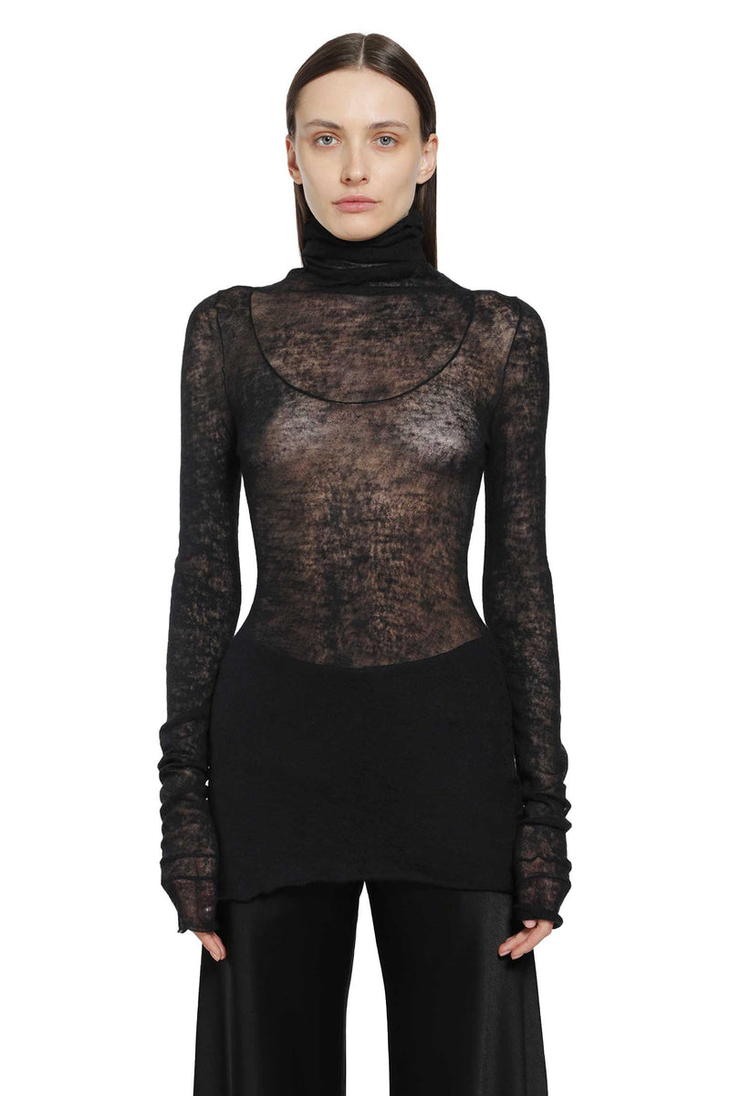YEHUAFAN After-Washed Cashmer Long Sleeve Top woman