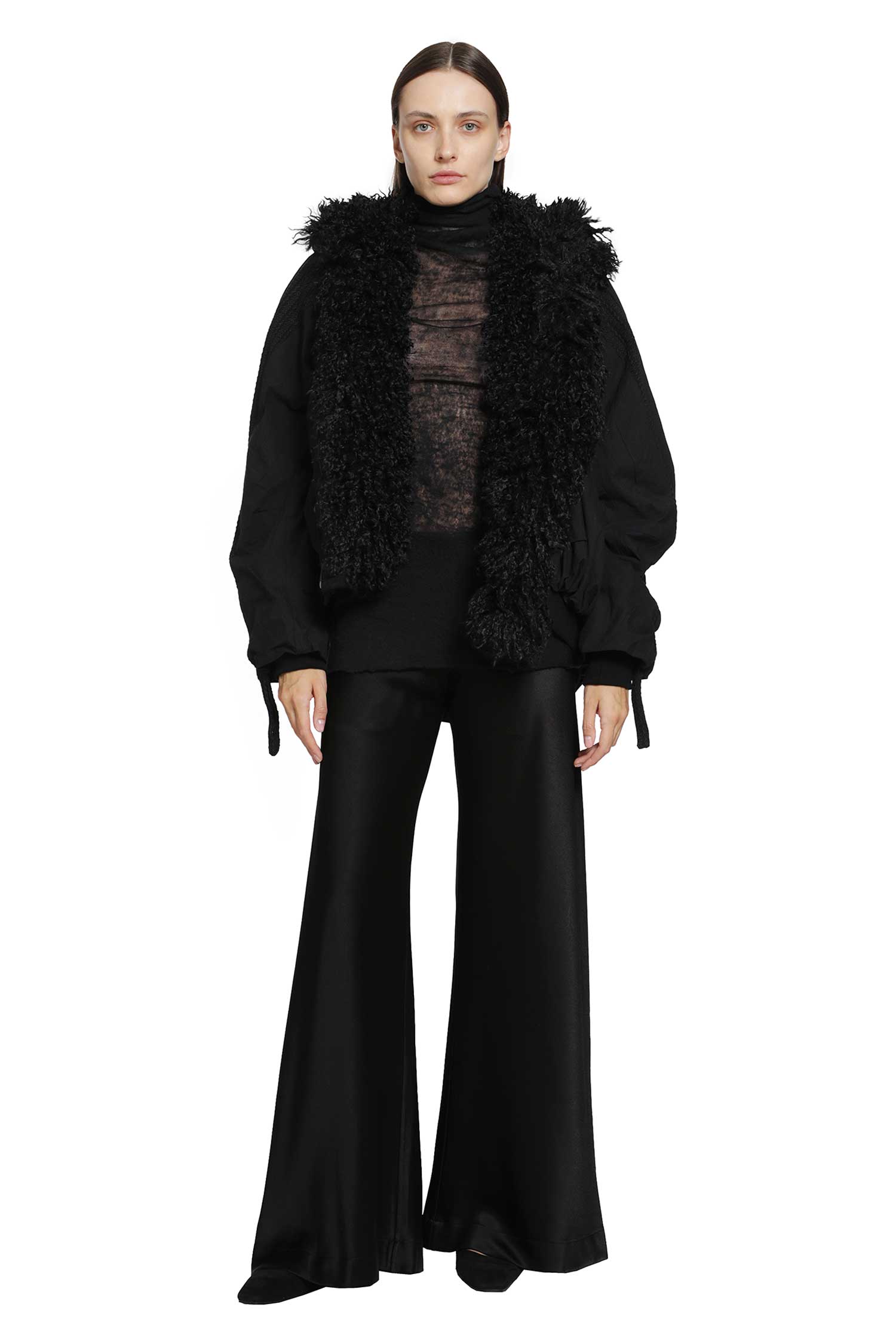 YEHUAFAN After-Washed Cashmer Long Sleeve Top woman