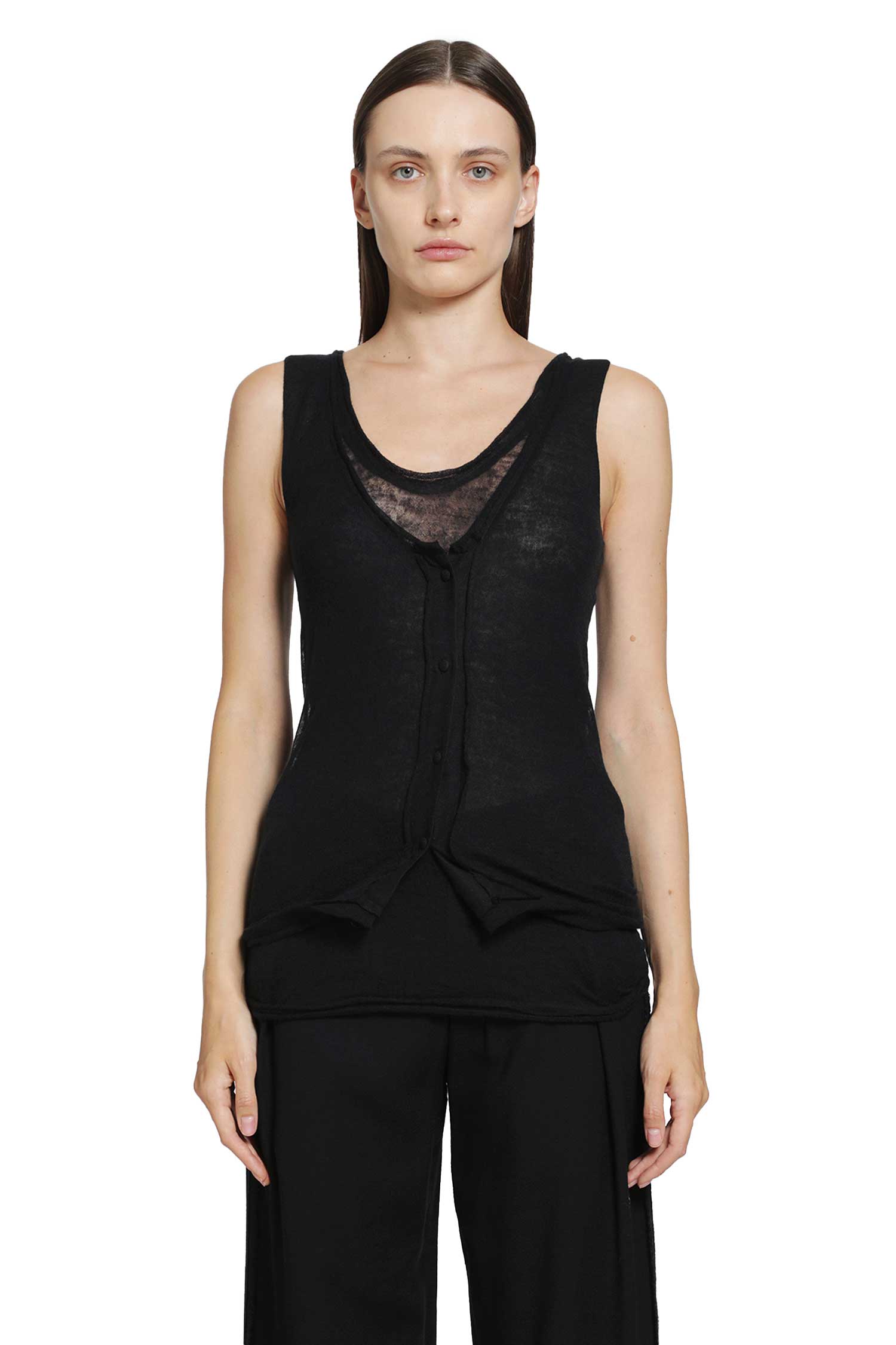 YEHUAFAN After-Washed Cashmere Tank Top woman