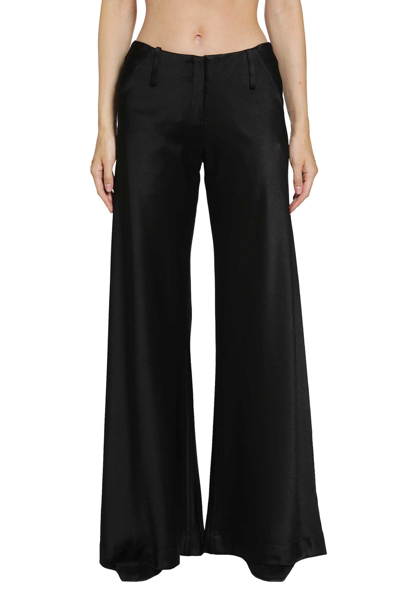 YEHUAFAN Satin Wide-Leg Trousers woman