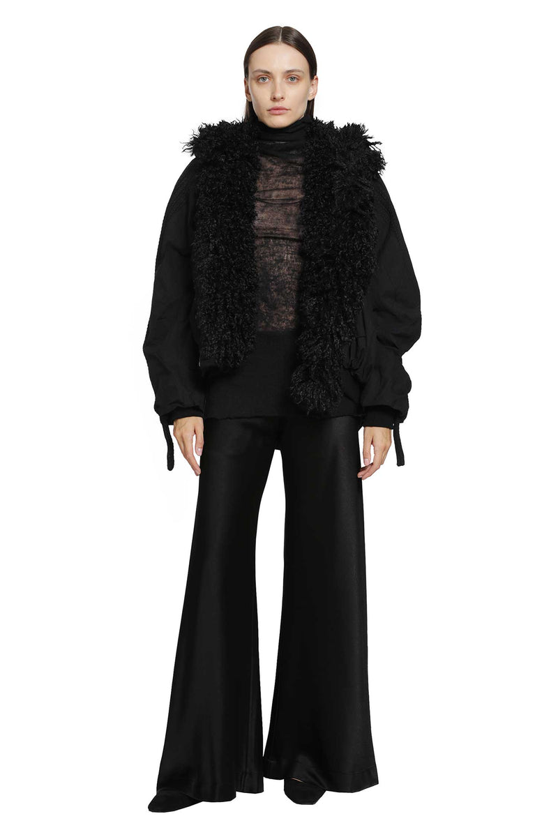 YEHUAFAN Satin Wide-Leg Trousers woman