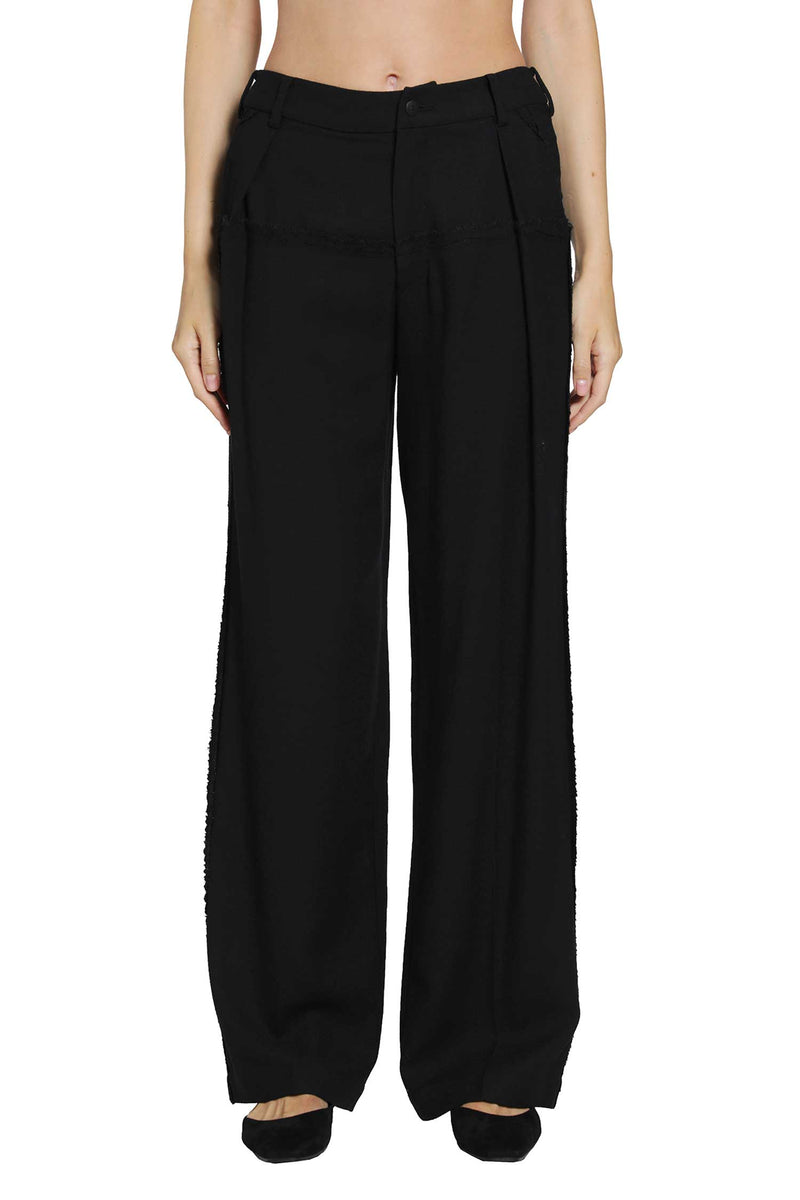 YEHUAFAN Wool Wide-Leg Trousers woman