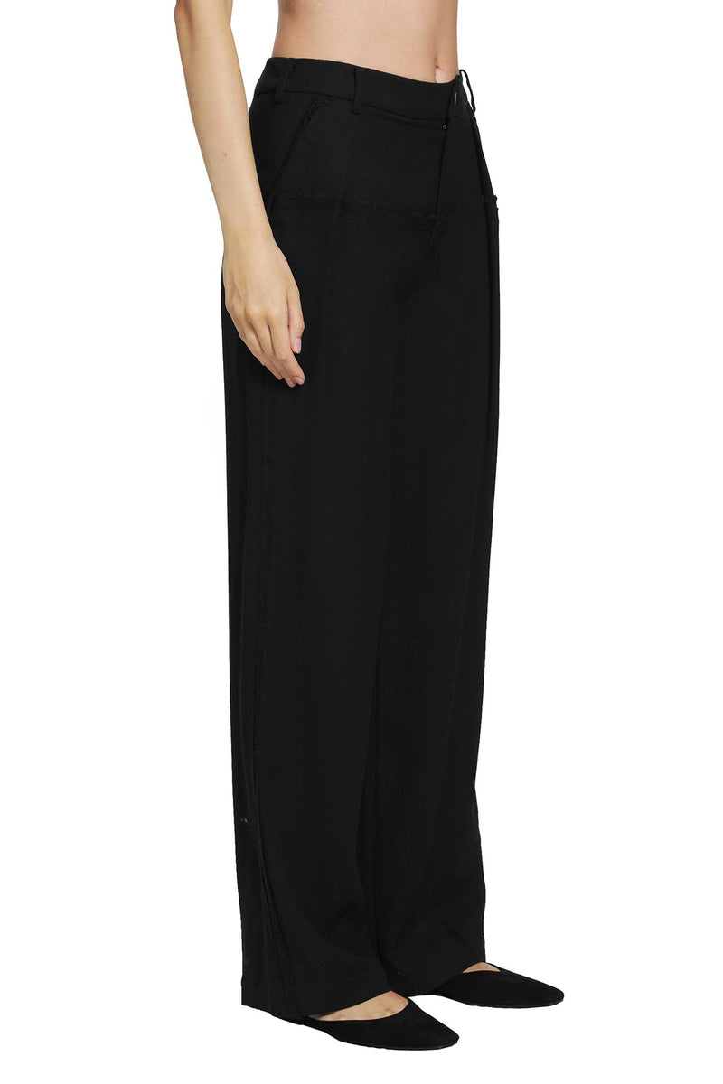 YEHUAFAN Wool Wide-Leg Trousers woman