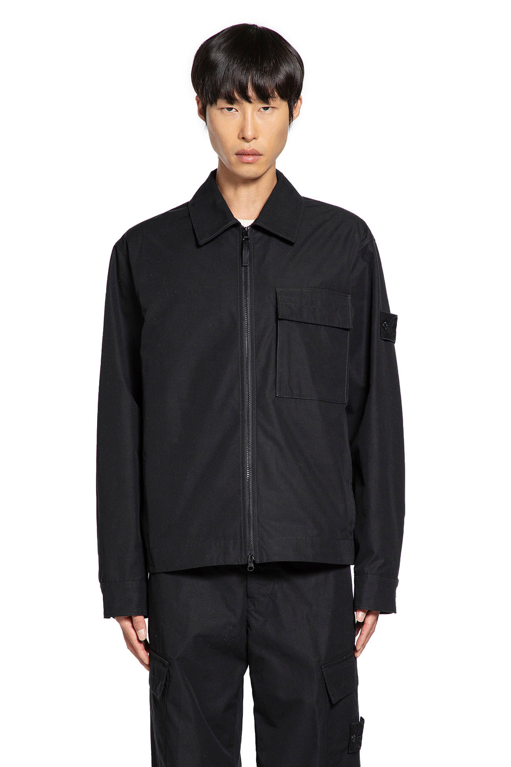 1200128 Stretch Cotton Satin Overshirt