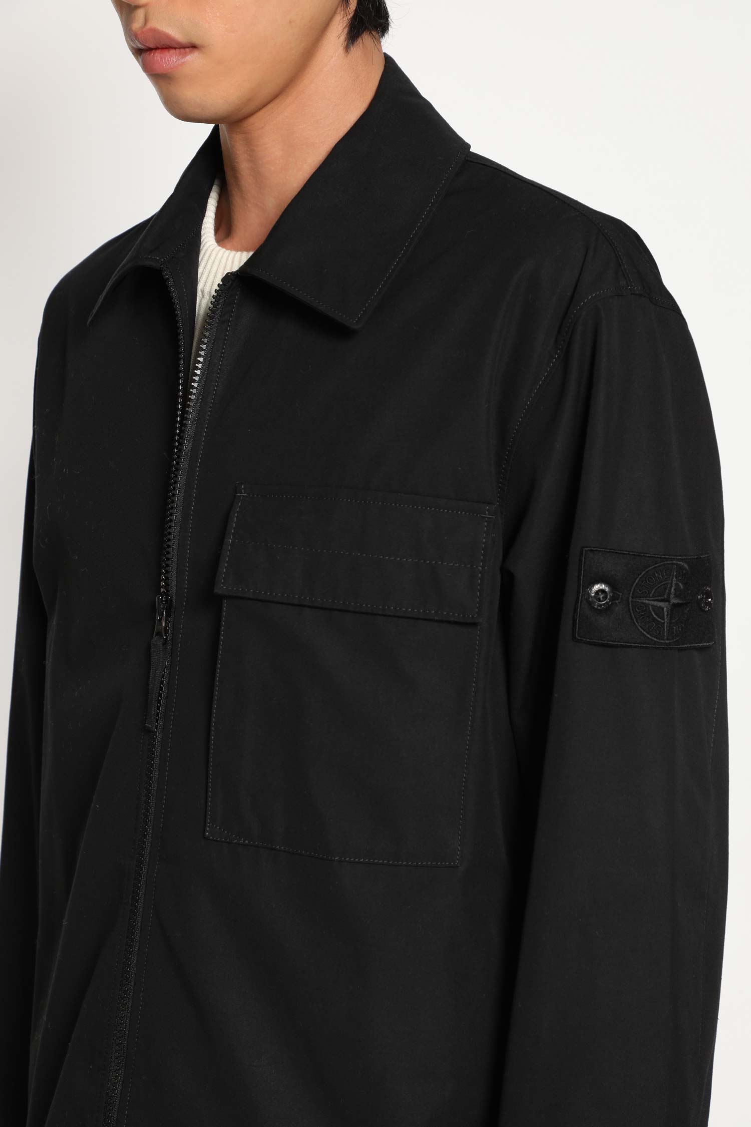 1200128 Stretch Cotton Satin Overshirt
