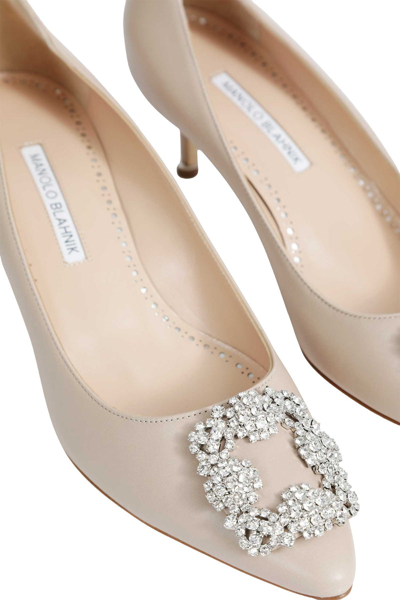 MANOLO BLAHNIK Hangisi 50 Satin Jewel Buckle Pumps woman