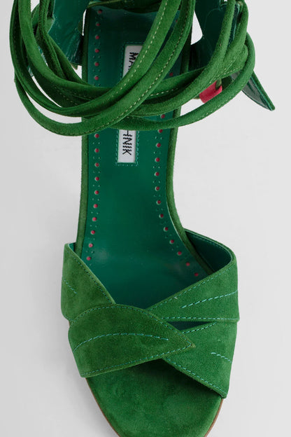 MANOLO BLAHNIK WOMAN GREEN SANDALS & SLIDES - Antonioli.eu