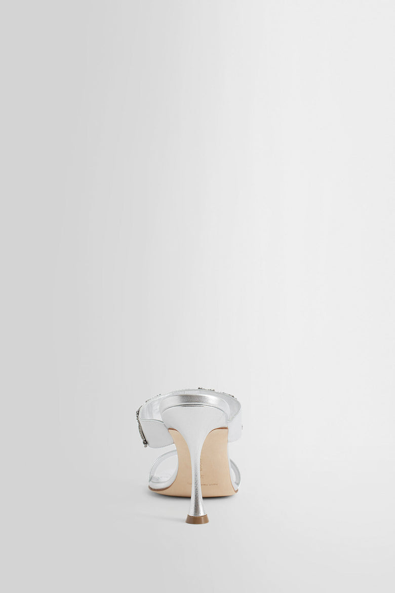 MANOLO BLAHNIK WOMAN SILVER MULES