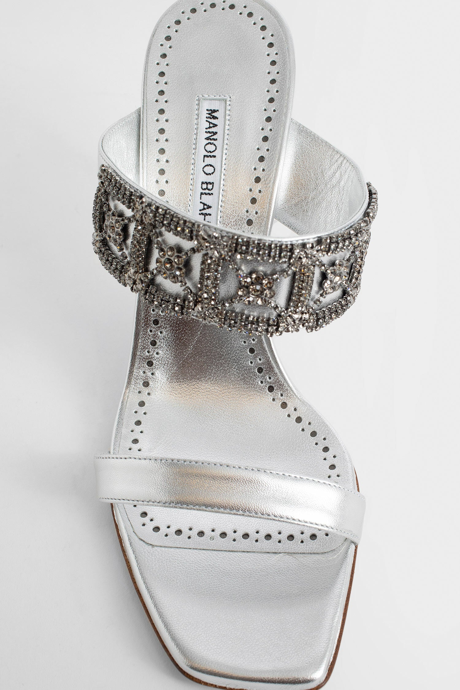 MANOLO BLAHNIK WOMAN SILVER MULES