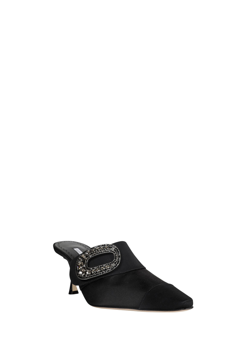 Tula 70 Satin Jewel Buckle Mules