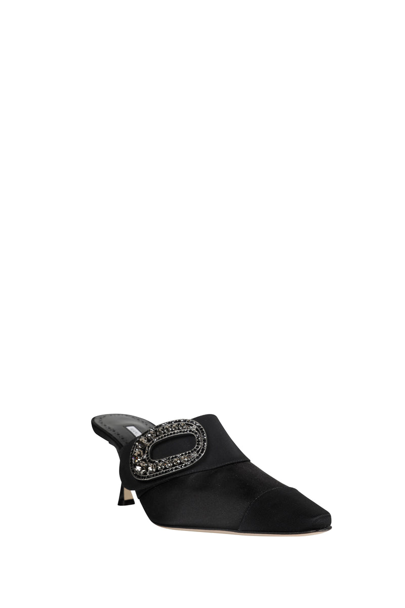 Tula 70 Satin Jewel Buckle Mules