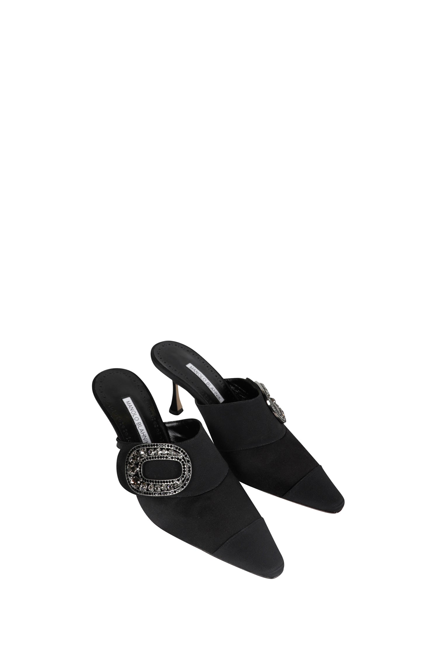 Tula 70 Satin Jewel Buckle Mules