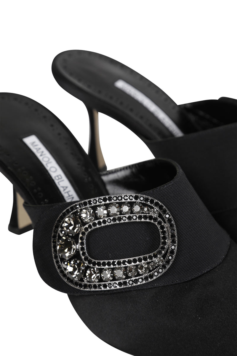Tula 70 Satin Jewel Buckle Mules