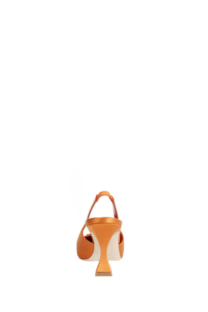 Ronconasli Orange Satin Crystal Slingback