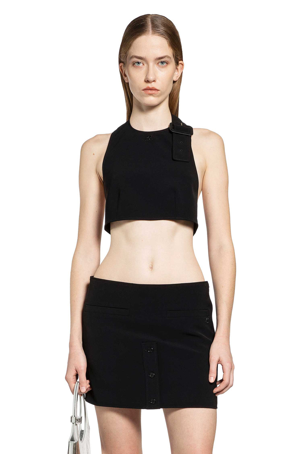 COURRÈGES Double Buckle Crepe Bra woman